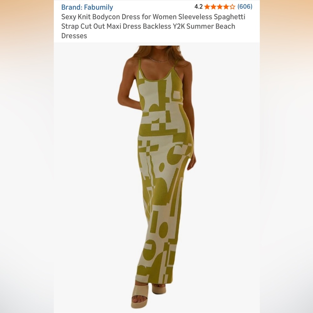 Olive & Cream Geometric Spaghetti-Strap Maxi Dress